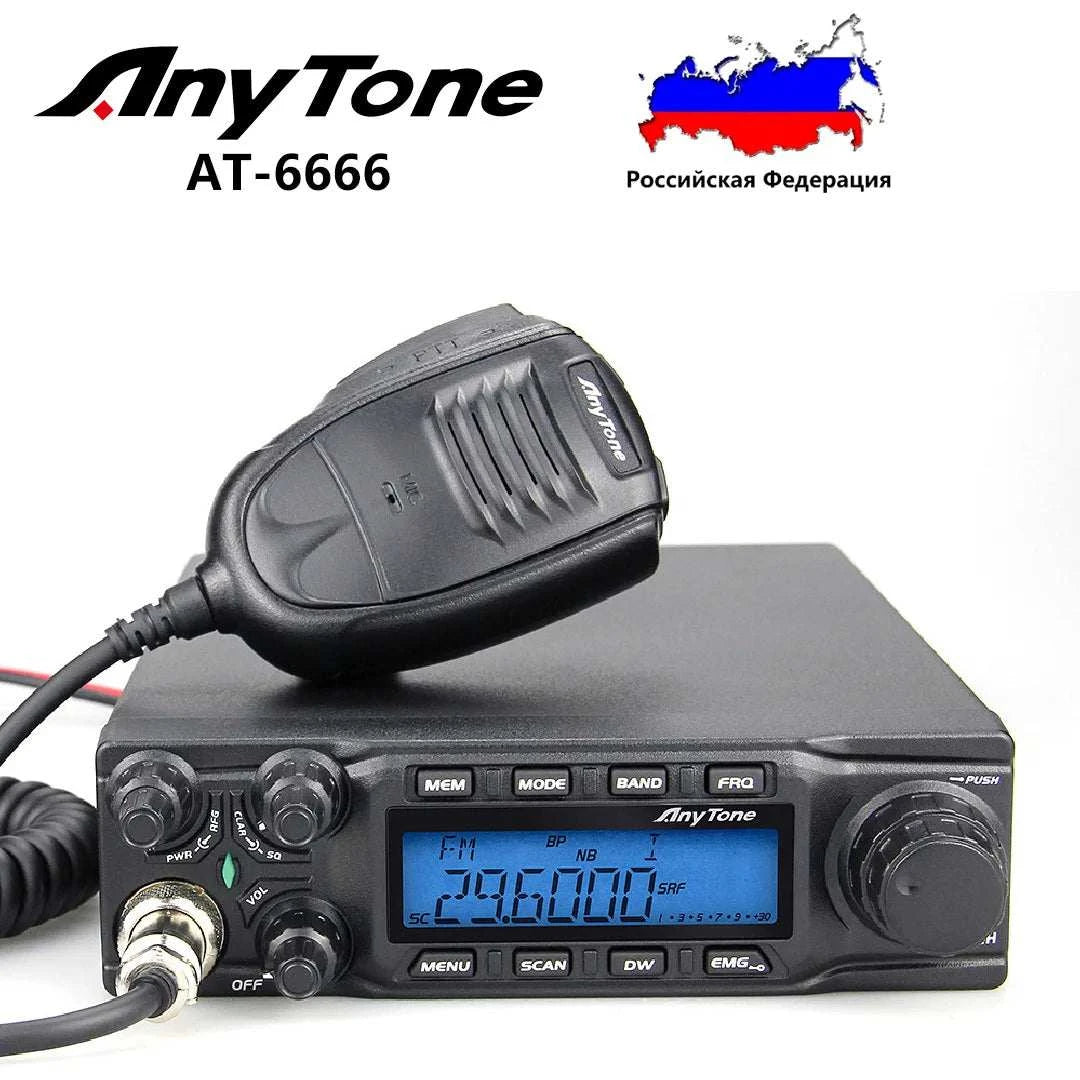 AnyTone AT-6666 10 Meter Radio for Truck with SSB(PEP)/FM/AM/PA Mode High Power Output 15W AM 45W FM 60W SSB(PEP)