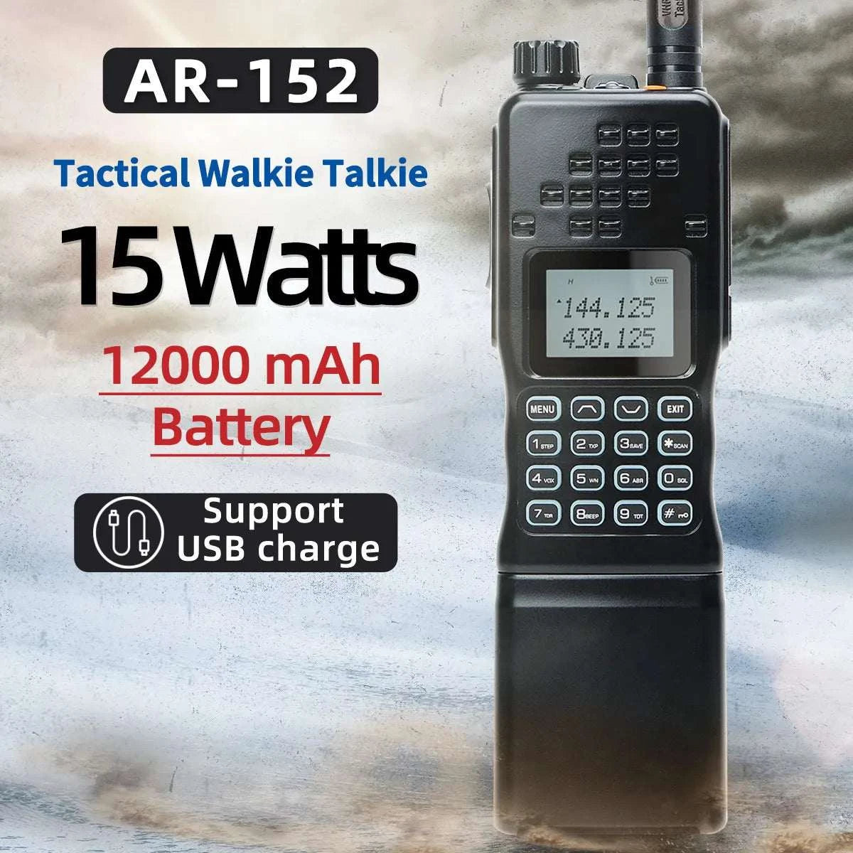 AR-152 15W High Powerful Dual Band VHF/UHF Long Range Tactial Game Walkie Talkie AN /PRC-152 for Hunting Cross Country Radio
