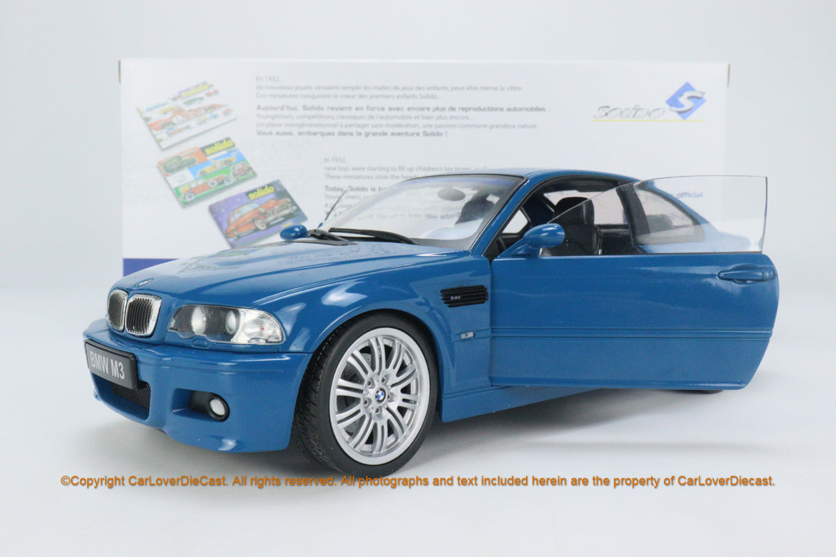 Solido 1:18 BMW E36 COUPE M3 - BLUE ESTORIL -1990 Doors openable (S180