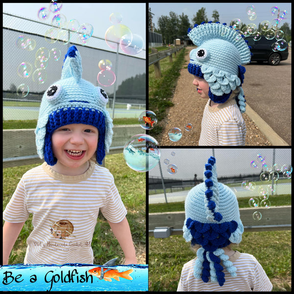 Blue Goldfish Crochet Hat