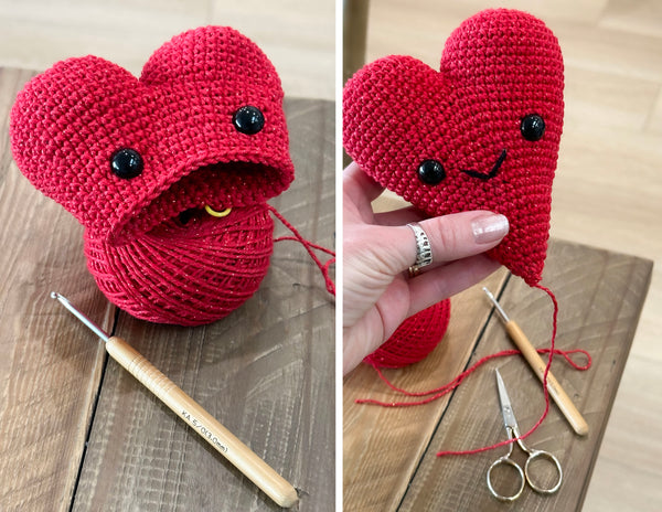 Crochet Amigurumi Heart Pattern With Eyes and Smile