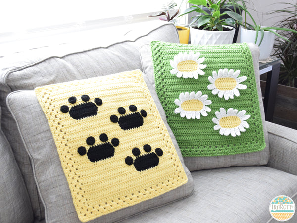 Crochet Paw Block and Daisy Block