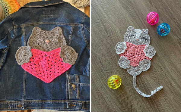 Crochet Kitty Cat Applique and Bookmark