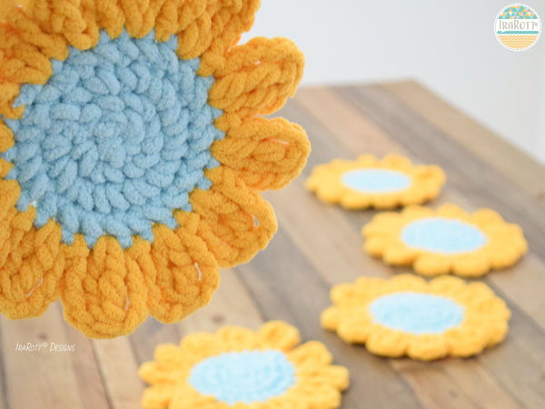 Sunflower Power Coasters Free Crochet Pattern by IraRott