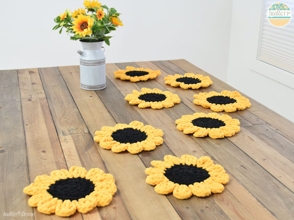 Sunflower Power Coasters Free Crochet Pattern by IraRott