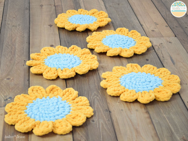 Sunflower Power Coasters Free Crochet Pattern by IraRott