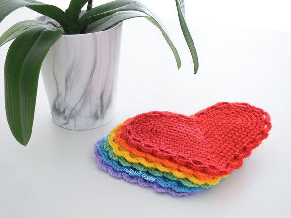 The Hearts of Hope Crochet Coasters Pattern