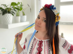 Ukrainian Headband With Flowers and Ribbons