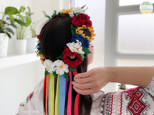Ukrainian Vinok Flower Crown Crochet Pattern by IraRott