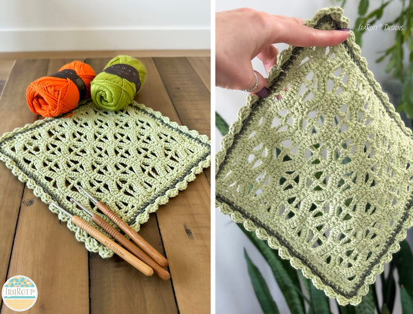 Wavy Mesh Crochet Stitch Pattern for Dishcloth and Mug Rug