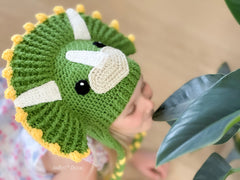 Zingy Dinosaur Triceratops Hat Crochet Pattern