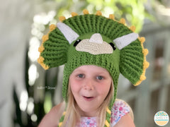 Zingy Dinosaur Triceratops Hat Crochet Pattern