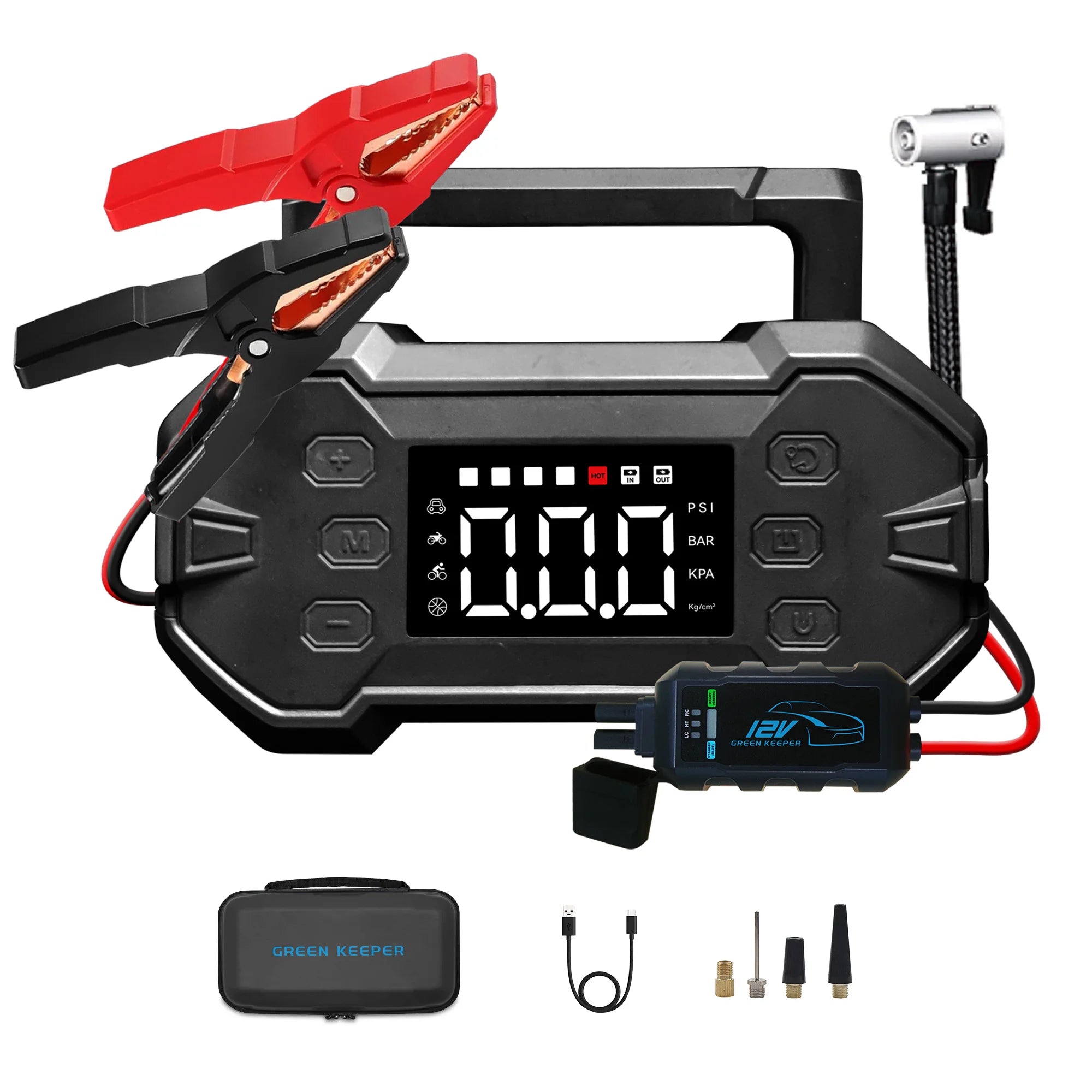 UltraSafe Multi Function Battery Booster Pack 3000A Jump Starter With Air Compressor for Vehicles Truck Car