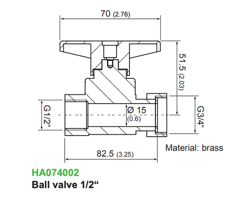 Ball Valve 1/2" (P/N: HA074002)