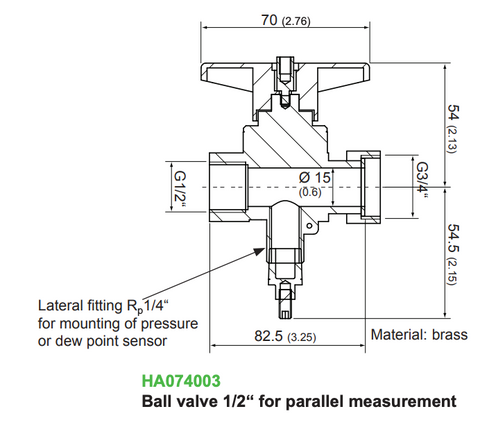 Ball Valve 1/2" for parallel measurement  (P/N: HA074003)