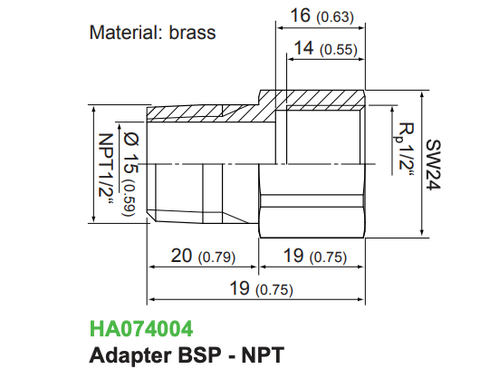 E+E - Adapter RP1/2“ IT to NPT 1/2“ ET  (P/N: HA074004)