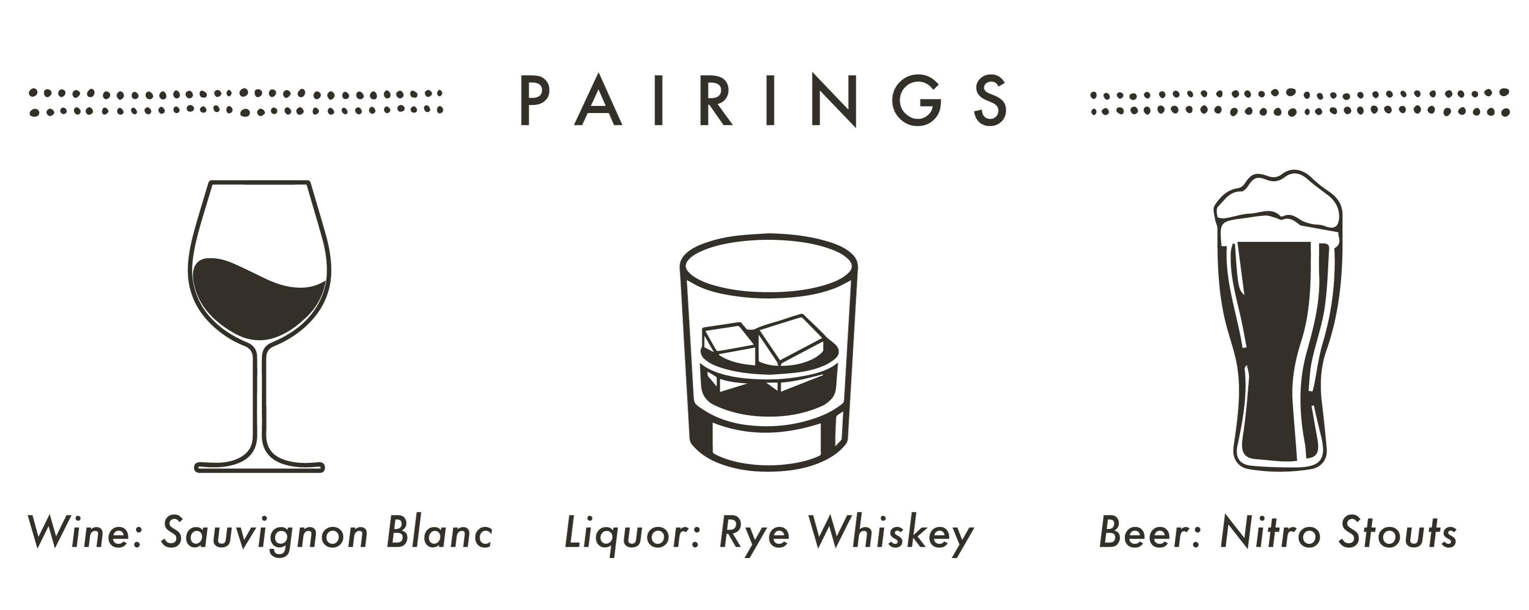 pairs with sauvignon blanc, rye whiskey and nitro stouts