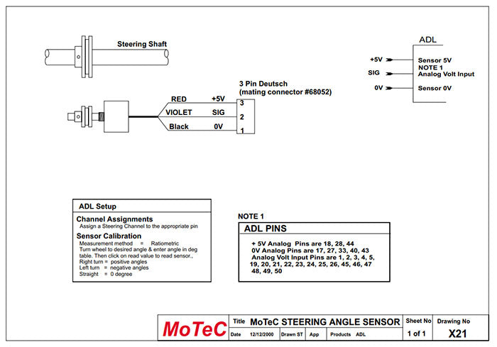 MoTeC Steering Angle Sensor Kit
