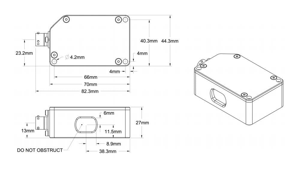 IZZE Laser Ride Height Sensor Dimension