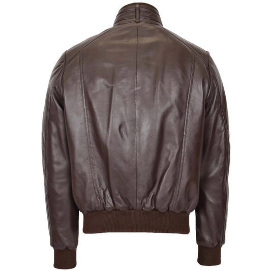 Mens Leather Bomber Flight Jacket Tom Brown