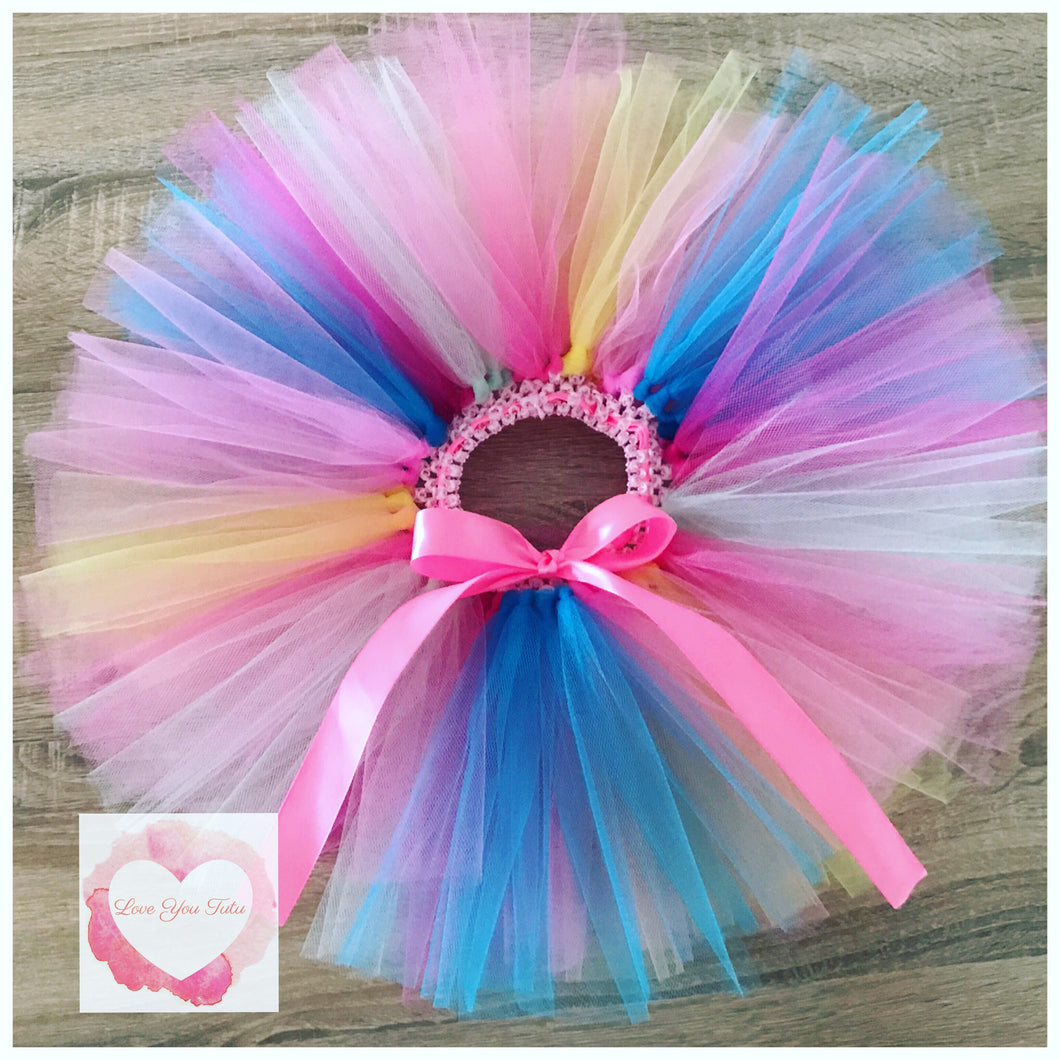 Rainbow/pinks short Tutu skirt – www.loveyoututu.com.au