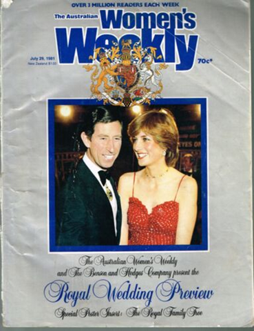 Cover shot of the Australia Women's Weekly Royal Wedding Edition showing Prince Charles And Princess Di