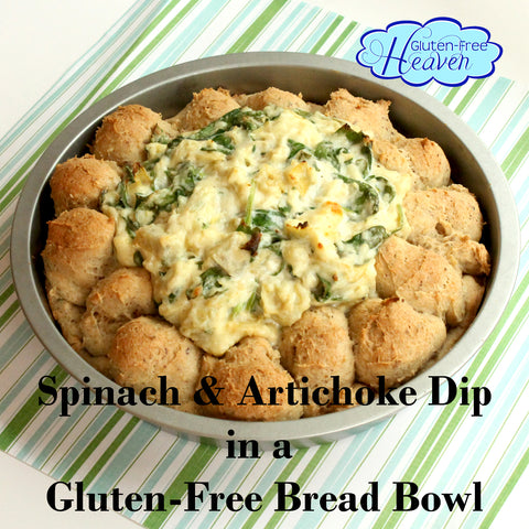 Spinach and Artichoke Dip in a Gluten-Free Bread Bowl:Gluten-Free Heaven