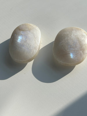 Super Flashy Smooth Polished Moonstone Palm Stone - The Awaking Eye