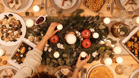 vegan christmas dinner on a table