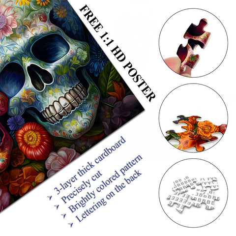 Pickforupuzzle® Flower Skulls Jigsaw Puzzle 1000 Pieces