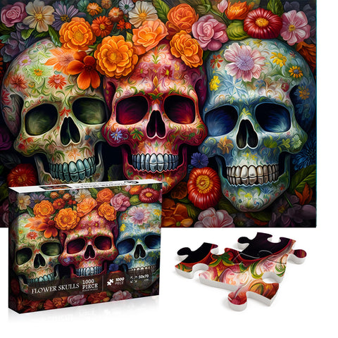 Jigsaw Puzzle / SKULLS & FLOWERS BLUEセット