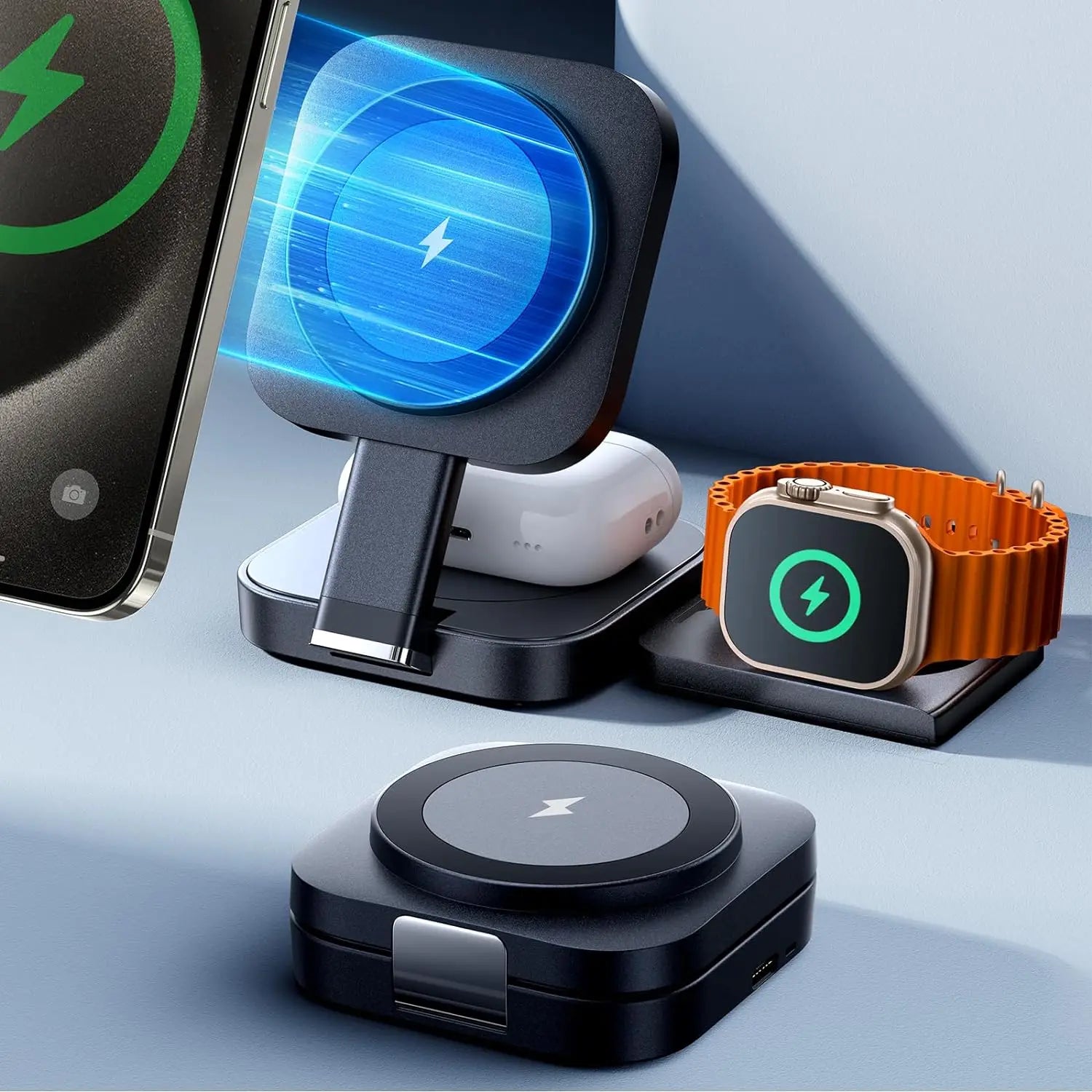 Foldable 3 in 1 Magnetic Wireless Charging for Apple Magsafe Charger
