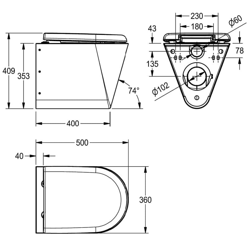 Campus Stainless Steel WC Pan By KWC DVS With Lid Drawings