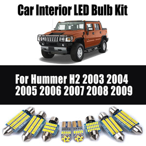 15Pcs Canbus For Hummer H2 2003 2004 2005 2006 2007 2008 2009 Car Ceiling Bulbs No Error Interior LED Dome Map Trunk Light Kit - SupremeMotors