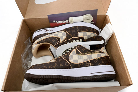 NIKE AIR FORCE 1 x LOUIS VUITTON BROWN - Prime Reps