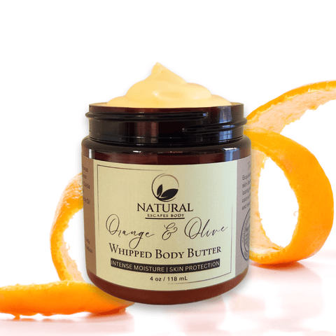 Orange & Olive Whipped Body Butter | Organic Body oil for Extremely Dry Itchy Skin, Eczema, Psoriasis, Burns, Wrinkles, Scars