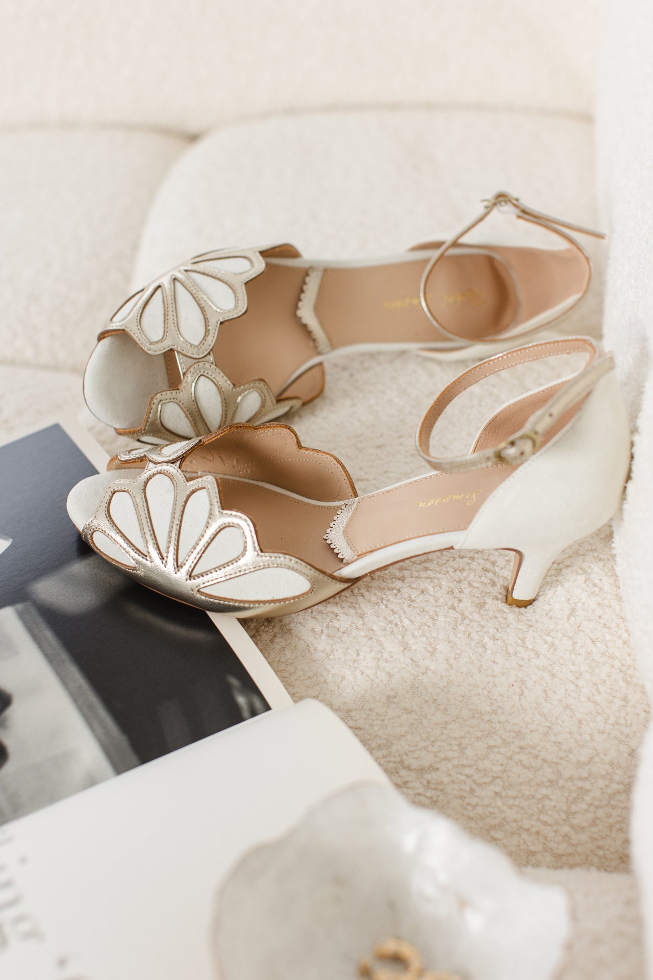 Ivory and gold art deco style wedding shoes- Isadora by Rachel Simpson