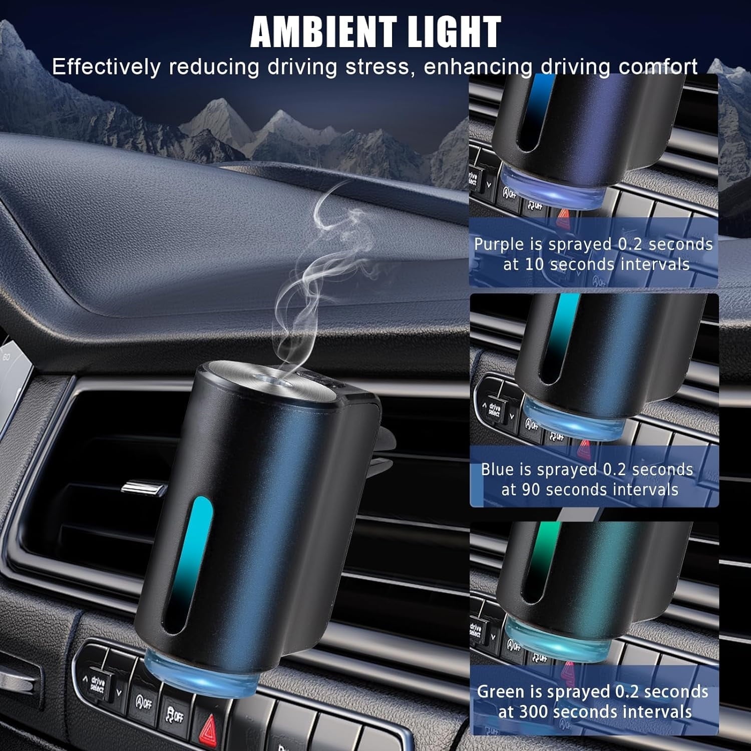 Car Aromatherapy Diffuser: Essential Oil Air Freshener and Humidifier for a Relaxing Drive, Car Air Freshener Cool Mist Mini Portable Diffuser for Car Home Office Bedroom Black