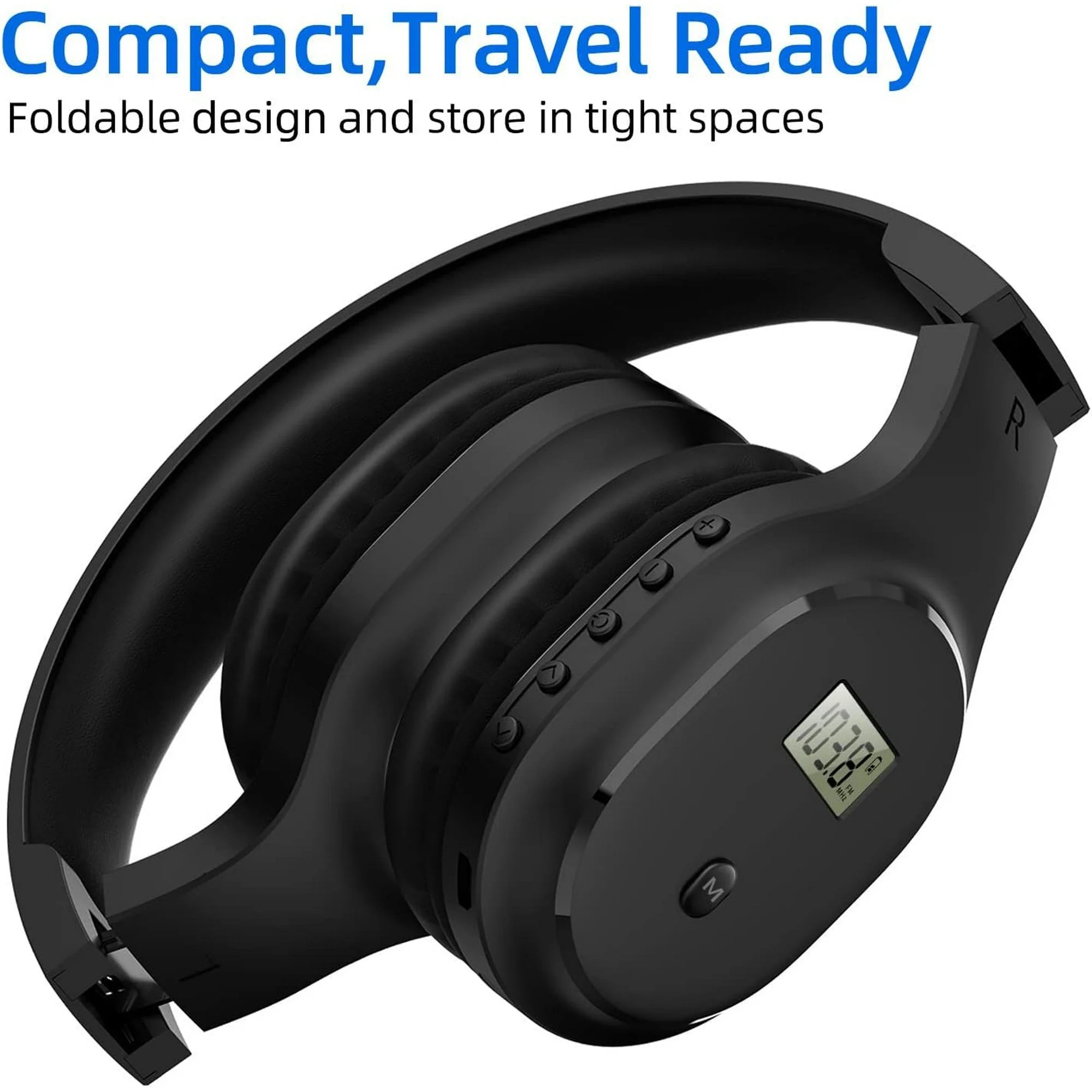FM Radio Headphones with Bluetooth, Rechargeable Portable Headset with Built-in Microphone, Lightweight and Comfortable Ear Muffs for Jogging, Cycling