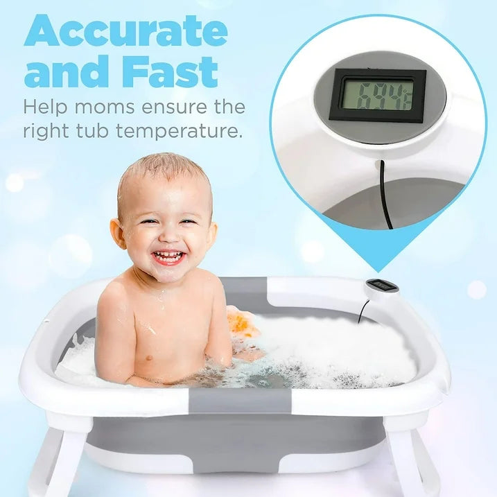 Foldable Baby Bathtub for Infants to Toddler,Portable Travel Bathtub Multifunctional Bathtub with Drain Hole, Baby Bathtub for Newborn 0-36 Month Gray (with Net)