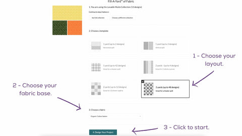 Spoonflower settings for Fill a Yard on organic cotton sateen