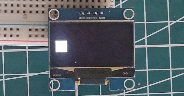 Gif shows the rectangle animation on the SH1106 Oled display.