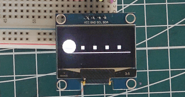 Gif shows the Pac-Man animation on the SH1106 Oled display, connected to Arduino.