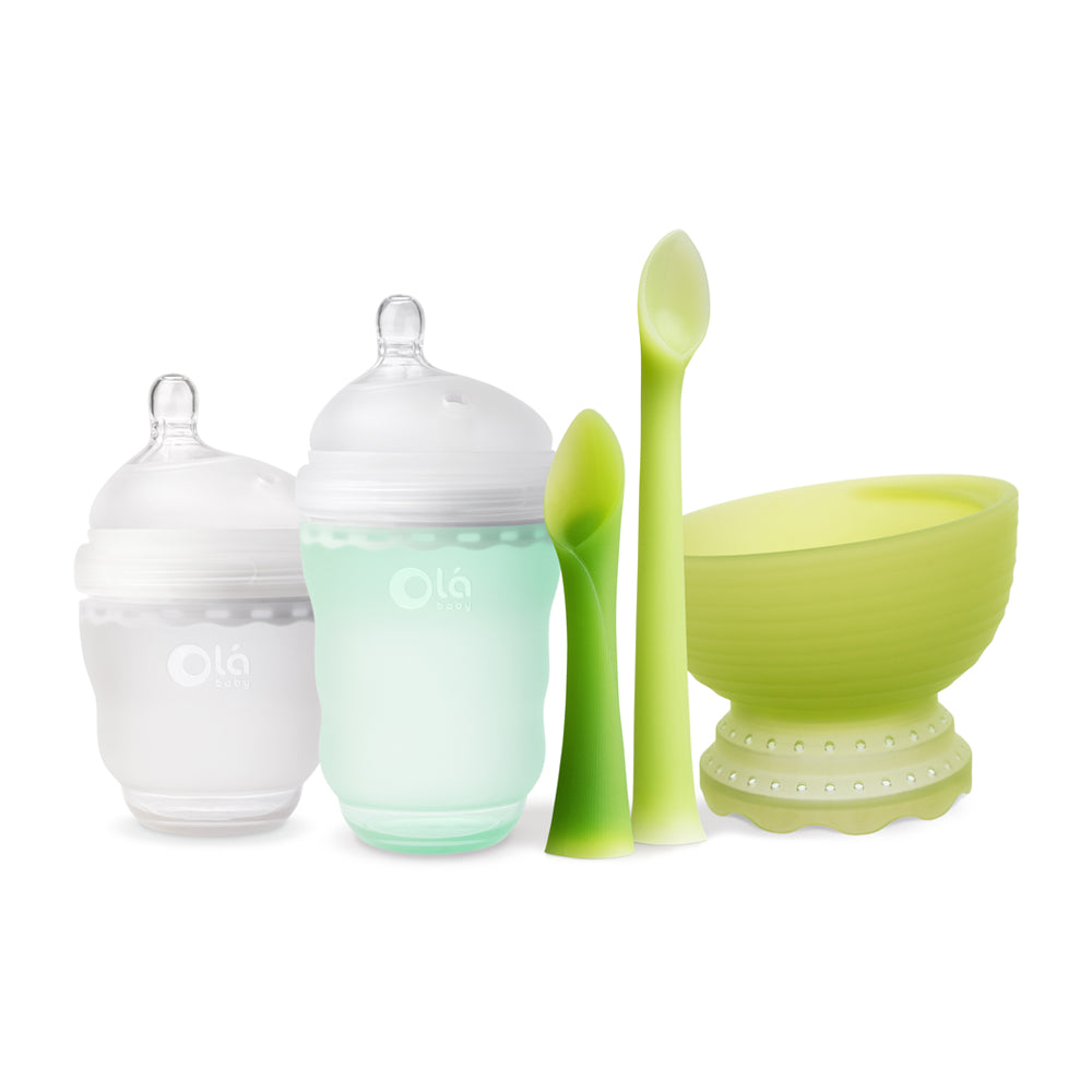 Olababy Silicone Sleeve for Avent Natural Glass Bottles (4 oz, Green)