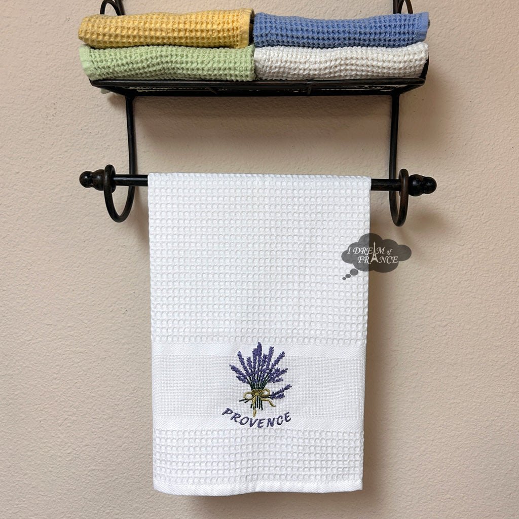 Provence Mimosa Blue Waffle-Weave Kitchen Towel by Coton Blanc - I