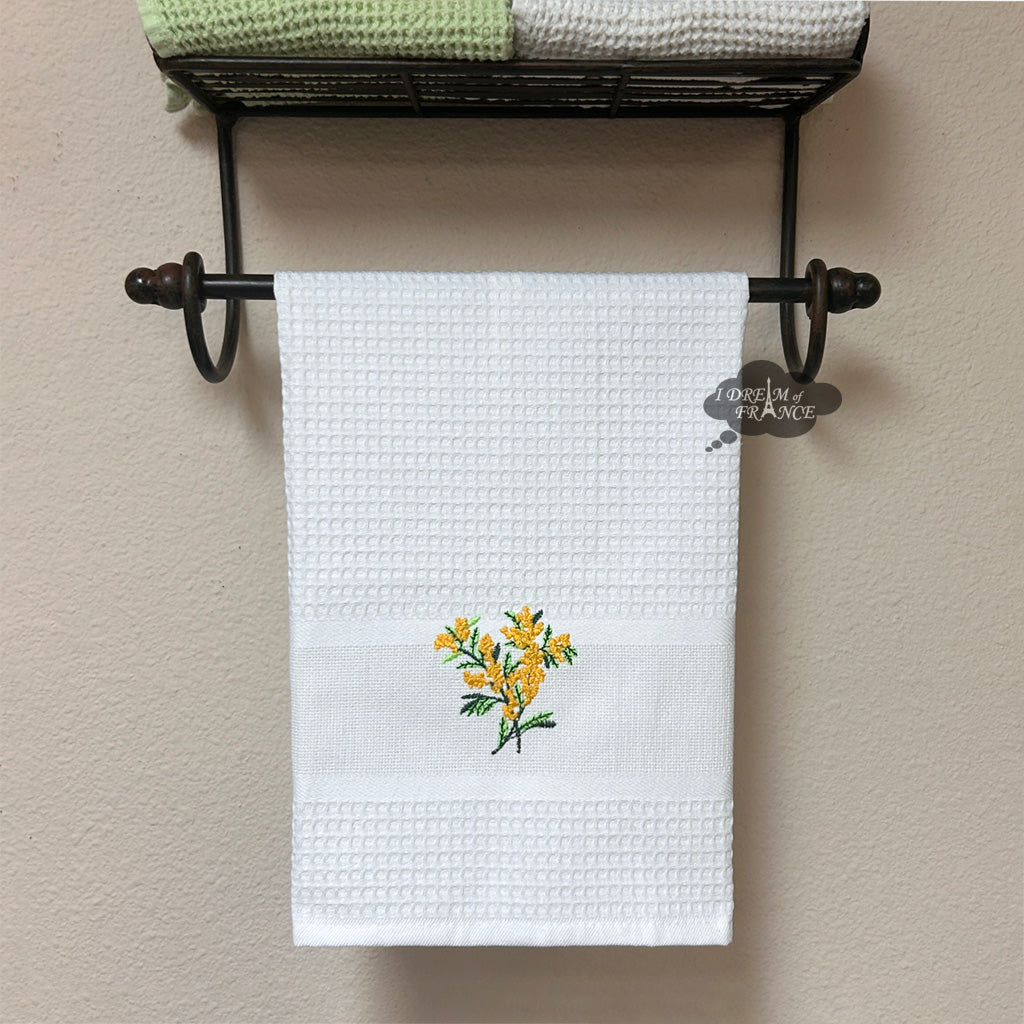 Provence Olive Tree Cream Waffle-Weave Kitchen Towel by Coton Blanc