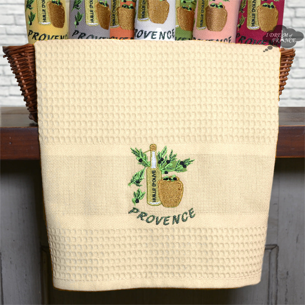 Provence Lavender Bouquet Pistachio Waffle-Weave Kitchen Towel by