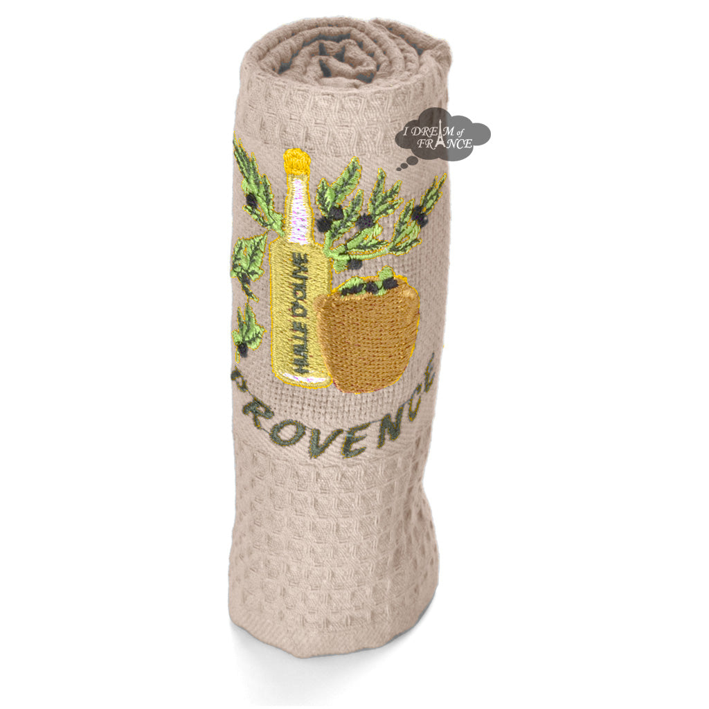 Provence Olive Tree Cream Waffle-Weave Kitchen Towel by Coton Blanc - I  Dream of France