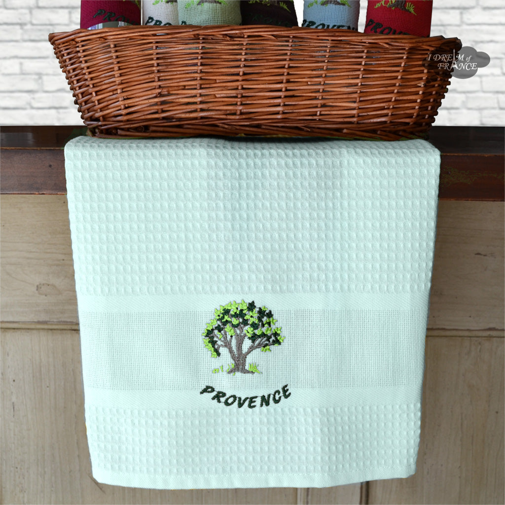 Provence Lavender Bouquet Pistachio Waffle-Weave Kitchen Towel by