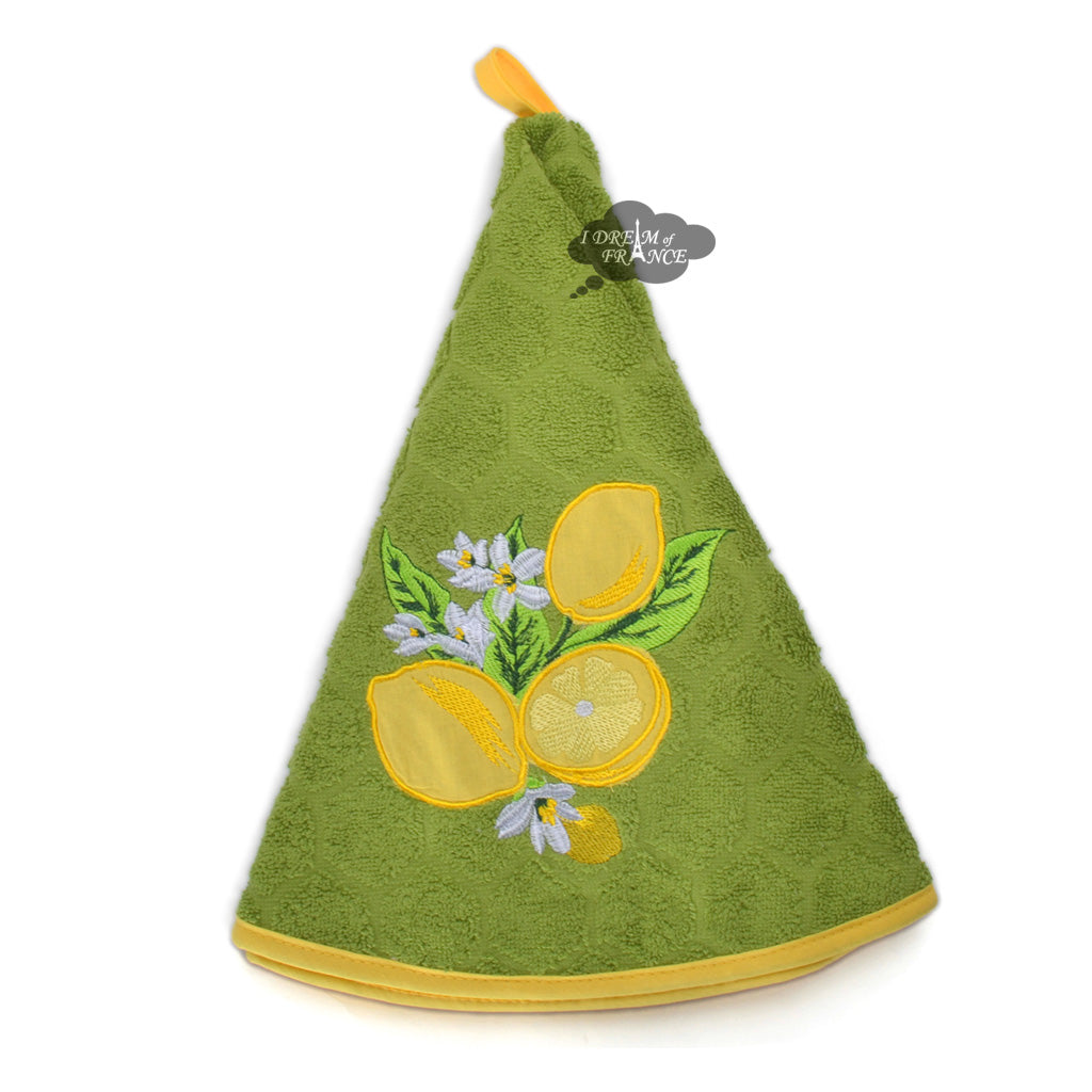 Round Terry Hand Towel Olives & Cicadas Cream by Coton Blanc - I Dream of  France